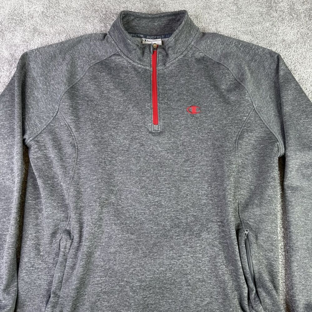 Champion Sweatshirt Men’s Large Gray 1/4 Zip Long Sleeve Performance Pullover
